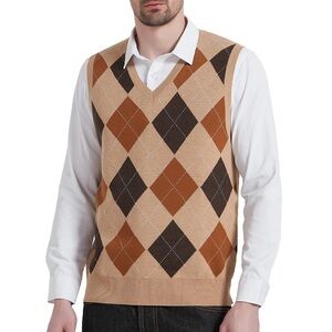 Kallspin Brown Knit wool blemd Sweater Vest
